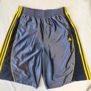 Adidas Mens Basketball Shorts Grey Navy Blue Yellow Stripes XL P57850 AZB001